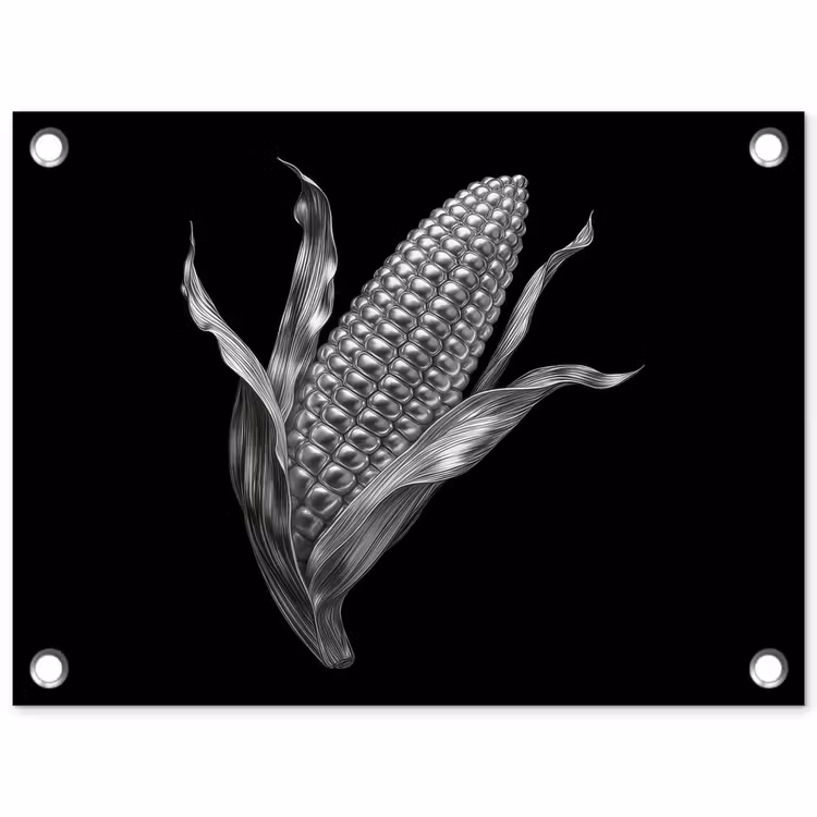 Maïskolf - Glanzend metaal - Elegant tuinposter los doek klein -3d