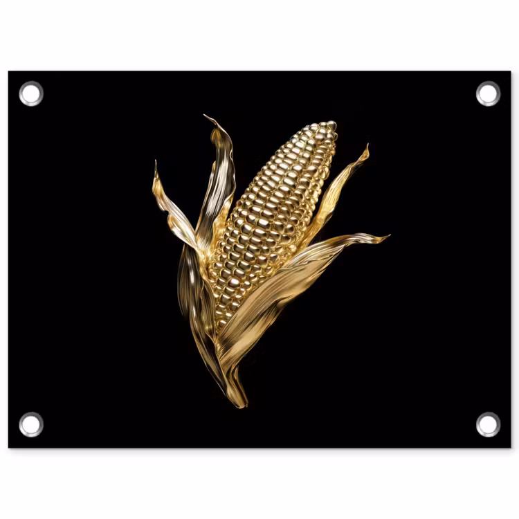 Mais - Eten - Goud - Zwart tuinposter los doek klein -3d