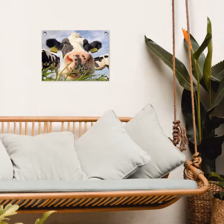 Koe - Boerderij - Gras - Dieren tuinposter los doek klein -sfeer7