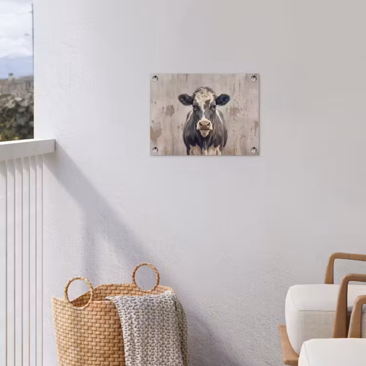 Koe - Portret - Dieren - Modern tuinposter los doek klein -sfeer8