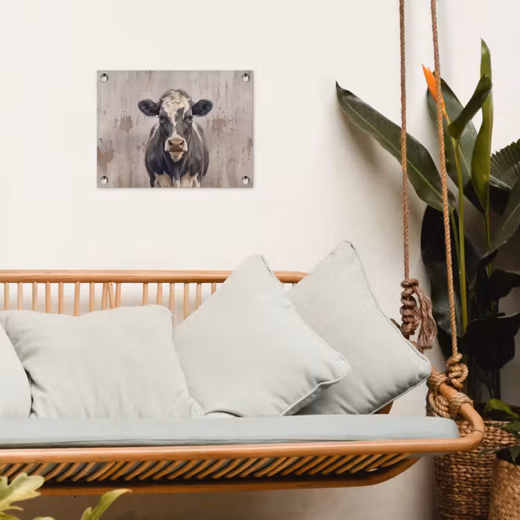 Koe - Portret - Dieren - Modern tuinposter los doek klein -sfeer7