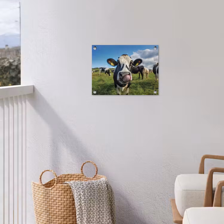 Koe - Tong - Weide tuinposter los doek klein -sfeer8