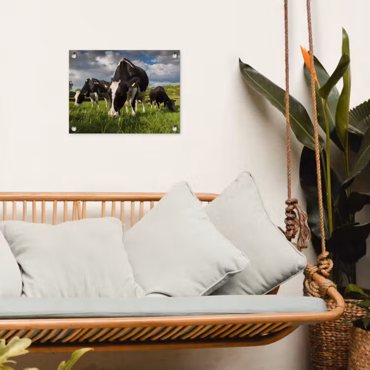 Koeien - Dieren - Gras - Weiland - Boerderij tuinposter los doek klein -sfeer7