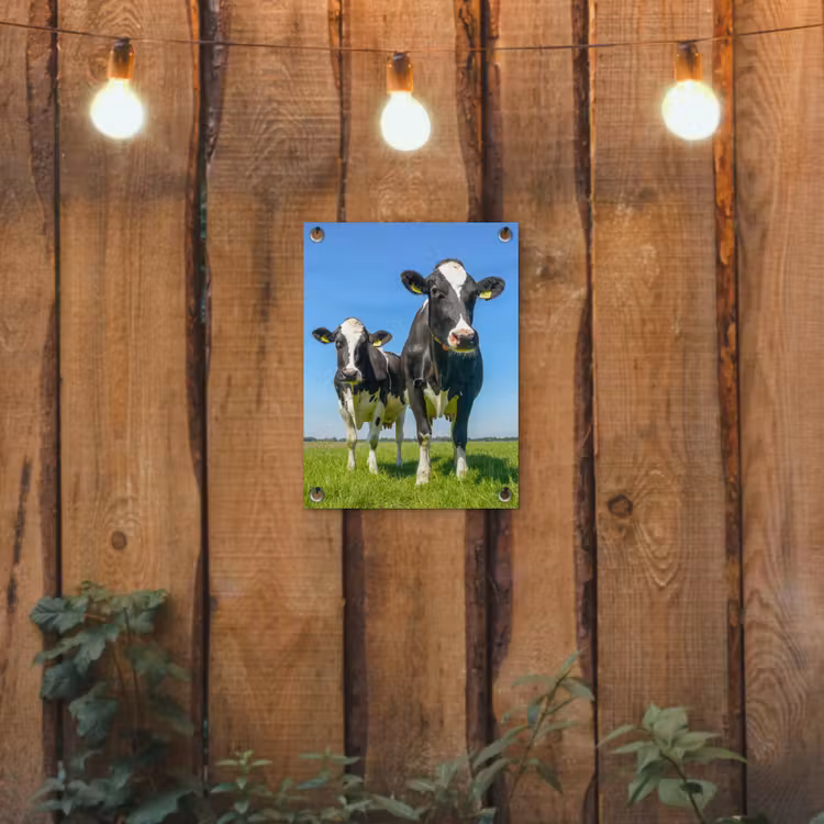 Koeien op een zonnige dag in de wei tuinposter los doek klein -sfeer1