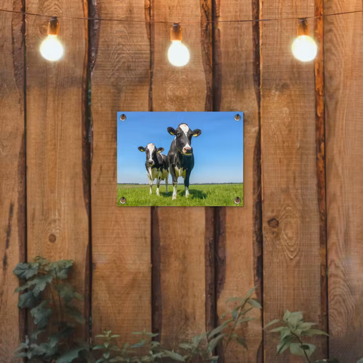 Koeien - Weiland - Gras - Dieren - Boerderij tuinposter los doek klein -sfeer1