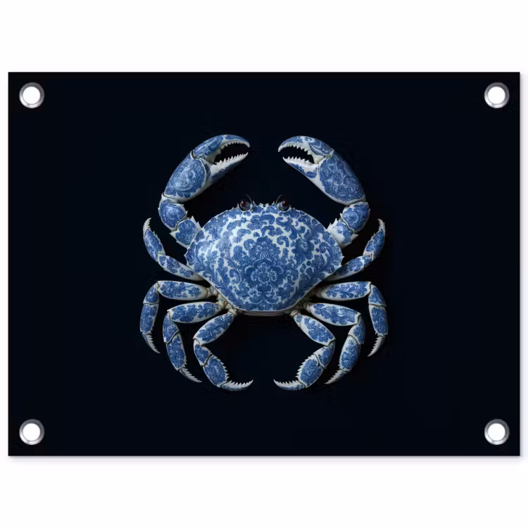 Krab - Delfts blauw - Dieren tuinposter los doek klein -3d