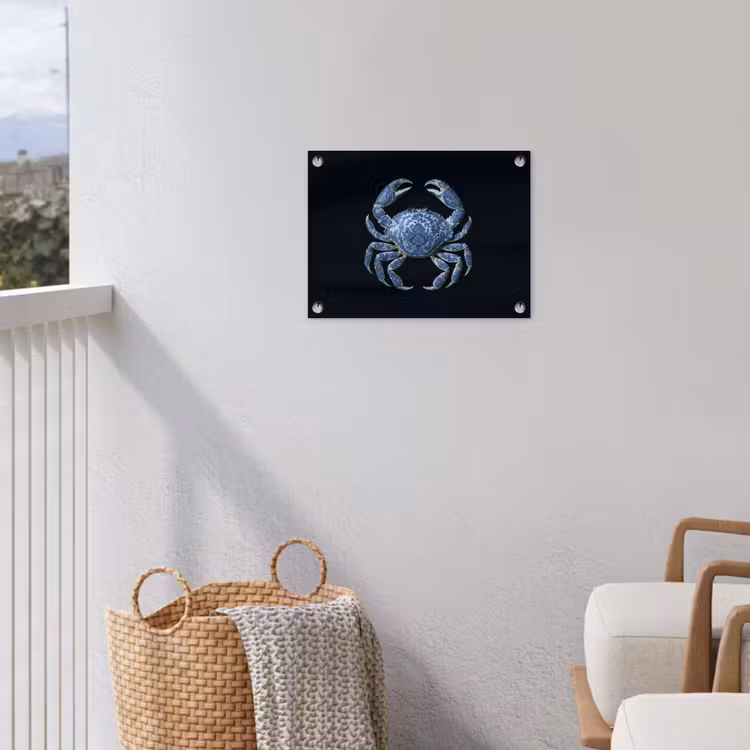 Krab - Delfts blauw - Dieren tuinposter los doek klein -sfeer8