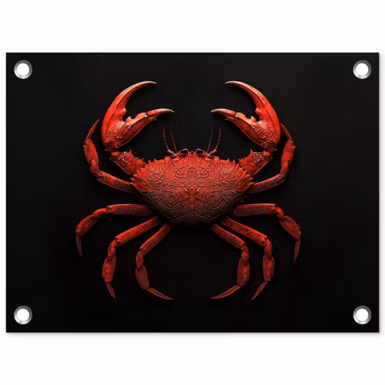 Krab - Rood - Vissen - Schaaldieren tuinposter los doek klein -3d