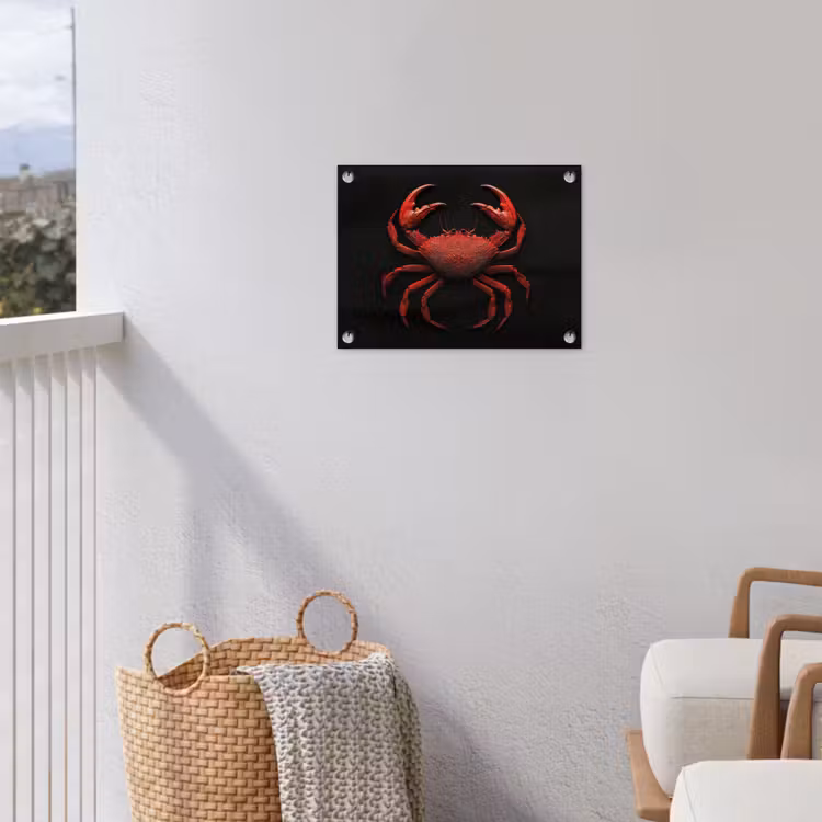 Krab - Rood - Vissen - Schaaldieren tuinposter los doek klein -sfeer8