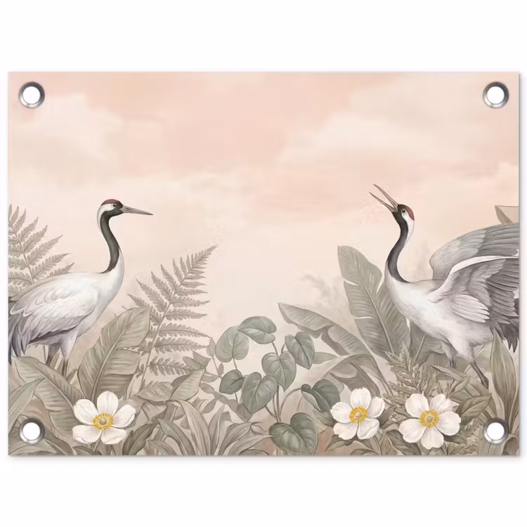 Kraanvogels - Natuur - Roze tuinposter los doek klein -3d