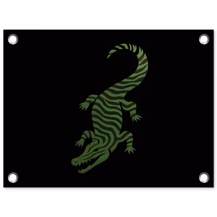 Krokodil - Groen - Tijgerachtig - Strepen tuinposter los doek klein -3d