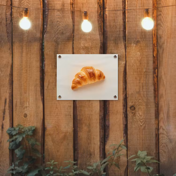 Croissant - Brood - Beige tuinposter los doek klein -sfeer1