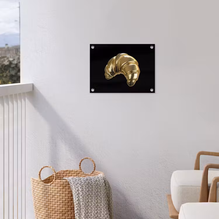 Croissant - Brood - Goud - Zwart tuinposter los doek klein -sfeer8