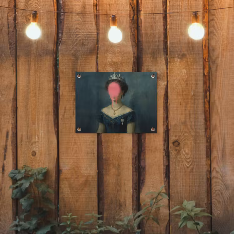 Kroon - Roze druipend verf - Portret tuinposter los doek klein -sfeer1