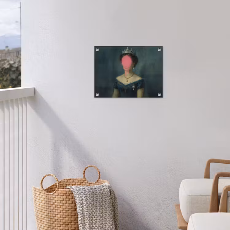 Kroon - Roze druipend verf - Portret tuinposter los doek klein -sfeer8