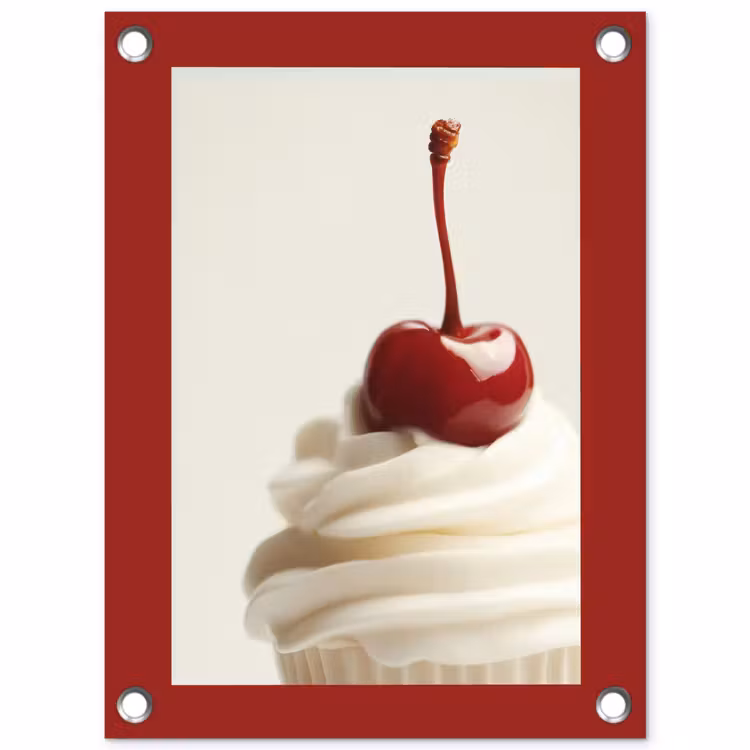 Cupcake - Kers - Rood tuinposter los doek klein -3d