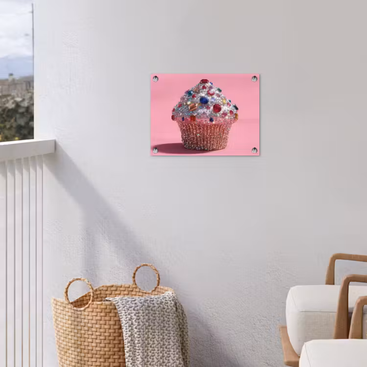 Cupcake - Kleurrijk - Edelstenen tuinposter los doek klein -sfeer8