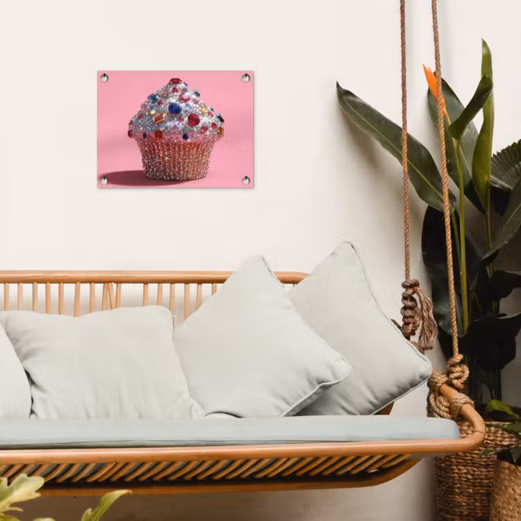 Cupcake - Kleurrijk - Edelstenen tuinposter los doek klein -sfeer7