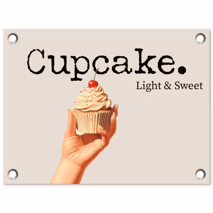 Cupcake - Zoet - Kers tuinposter los doek klein -3d