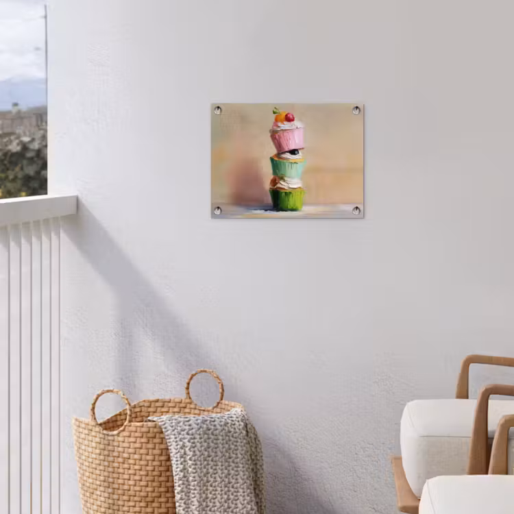 Cupcakes - Gestapeld - Kleurrijk - Fruit tuinposter los doek klein -sfeer8