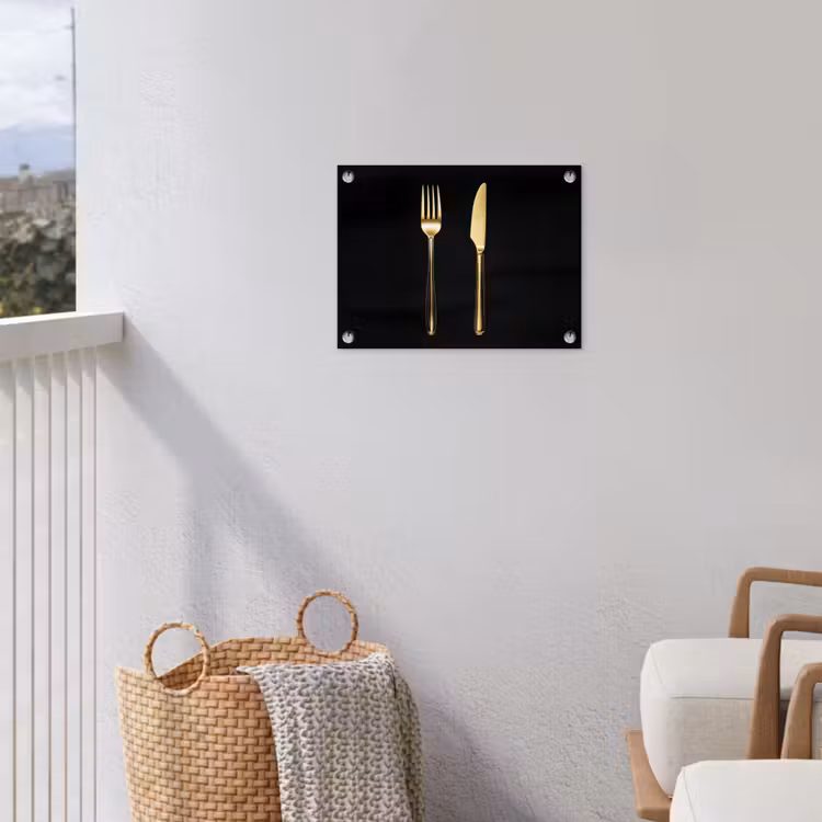 Bestek - Goud - Mes - Vork tuinposter los doek klein -sfeer8