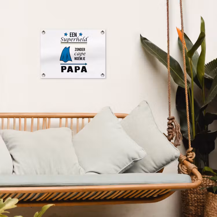 Papa - Quotes - Een superheld zonder cape noem je papa - Spreuken tuinposter los doek klein -sfeer7