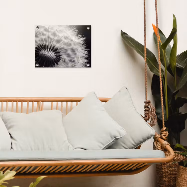 Paardenbloem - Zwart - Wit tuinposter los doek klein -sfeer7