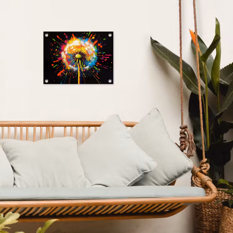 Paardenbloem - Graffiti - Kleurrijk - Bloemen - Natuur tuinposter los doek klein -sfeer7