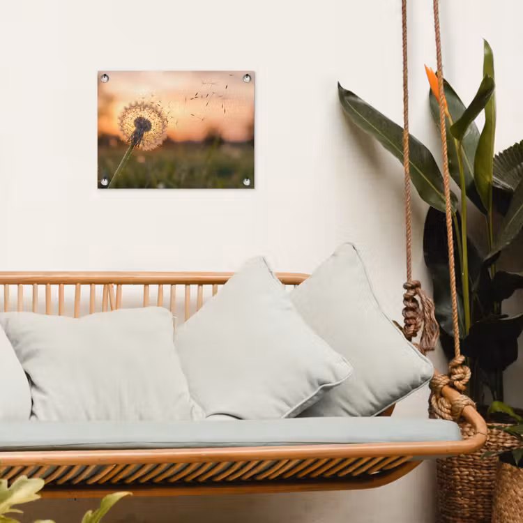 Paardenbloem - Zonsondergang - Veld tuinposter los doek klein -sfeer7