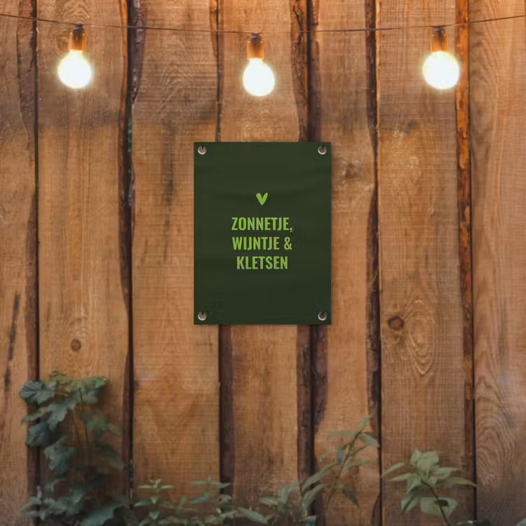 Donkergroen - Quote - Zon - Zomer tuinposter los doek klein -sfeer1