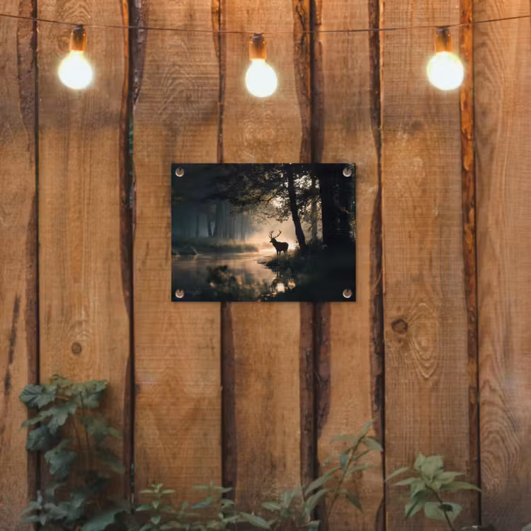 Hert - Bosbeek - Mystiek tuinposter los doek klein -sfeer1