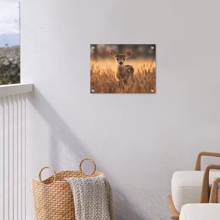 Hert - Graanveld - Bruin tuinposter los doek klein -sfeer8
