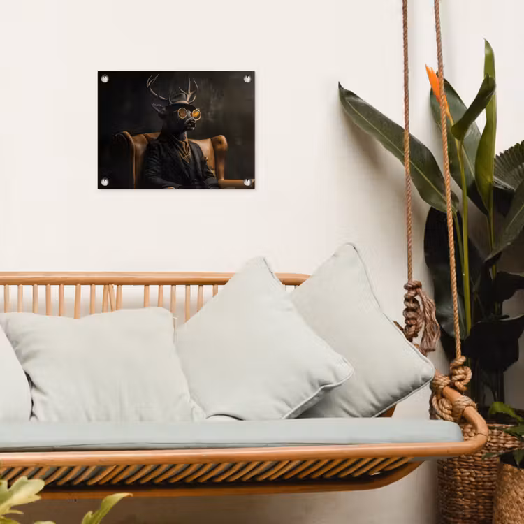 Hert - Zonnebril - Zwart - Pak tuinposter los doek klein -sfeer7