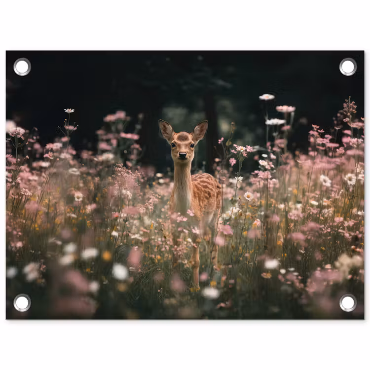 Hert - Wilde bloemen - Bos tuinposter los doek klein -3d