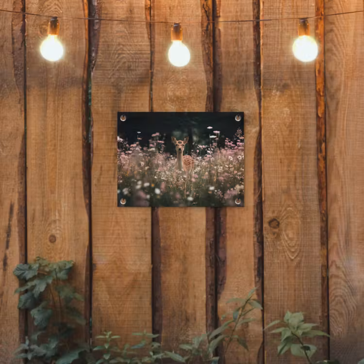 Hert - Wilde bloemen - Bos tuinposter los doek klein -sfeer1