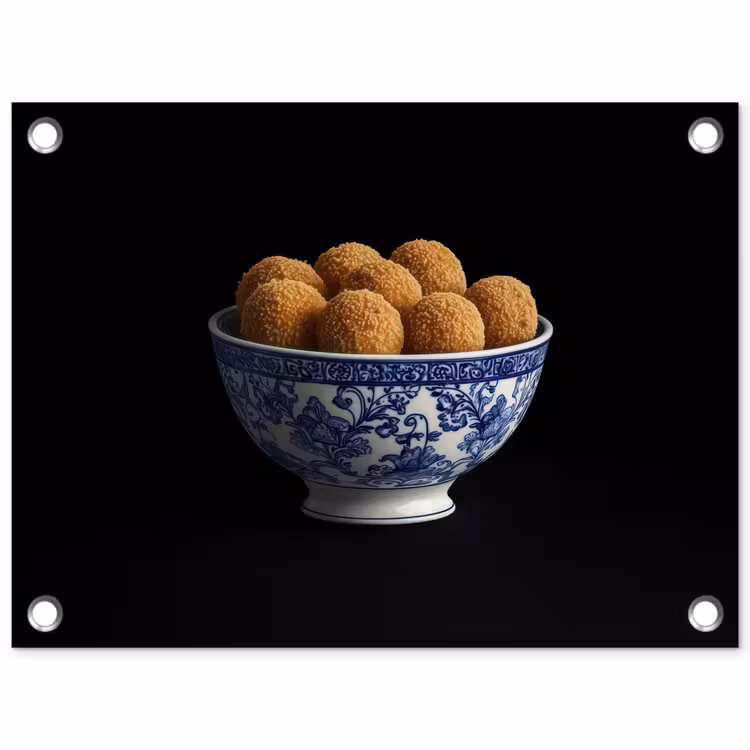 Delfts blauw - Bitterballen - Holland - Schaal tuinposter los doek klein -3d