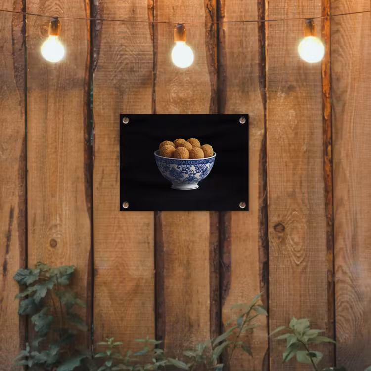 Delfts blauw - Bitterballen - Holland - Schaal tuinposter los doek klein -sfeer1