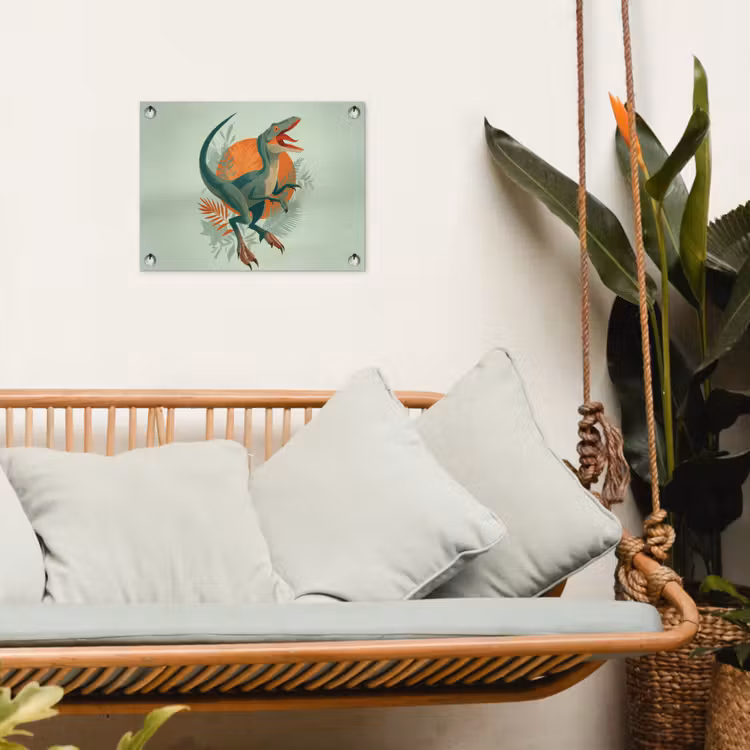 Dino - Bladeren - Grafisch - Groen tuinposter los doek klein -sfeer7