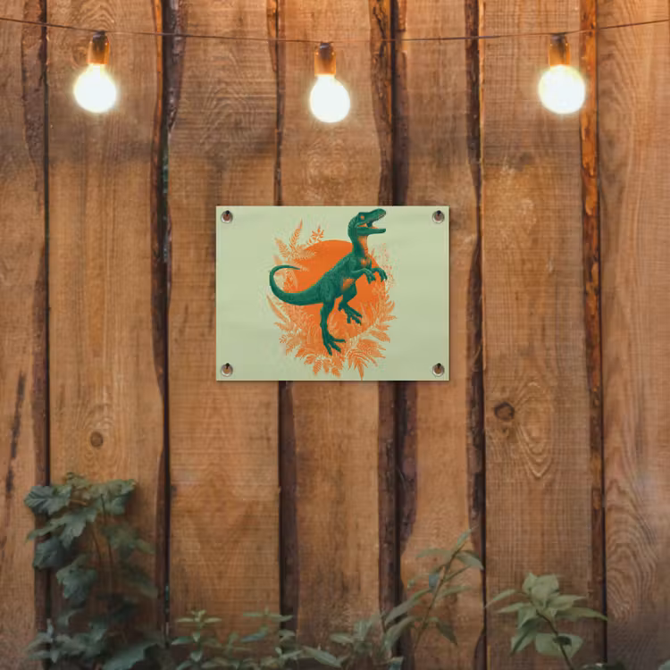 Dinosaurus - Groen - Planten - Cirkel tuinposter los doek klein -sfeer1