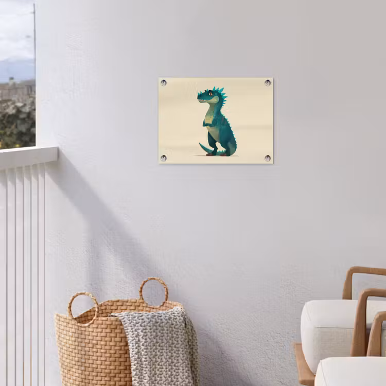 Dinosaurus - Turquoise - Stekels tuinposter los doek klein -sfeer8
