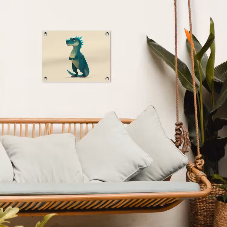 Dinosaurus - Turquoise - Stekels tuinposter los doek klein -sfeer7