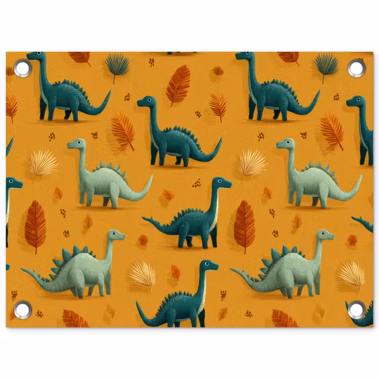Dinosaurussen - Stekels - Herfstbladeren - Bruin tuinposter los doek klein -3d