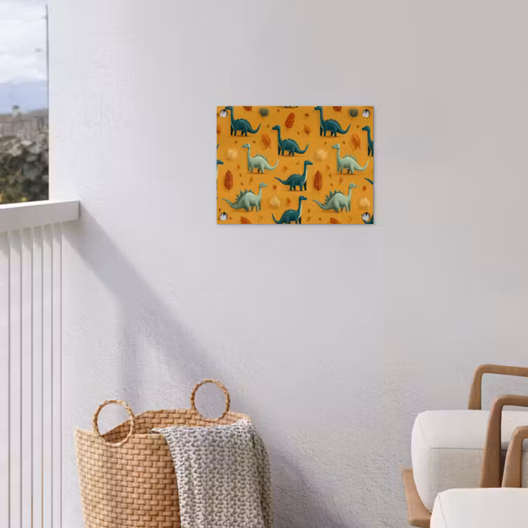Dinosaurussen - Stekels - Herfstbladeren - Bruin tuinposter los doek klein -sfeer8