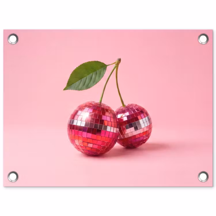 Disco - Kersen - Roze tuinposter los doek klein -3d