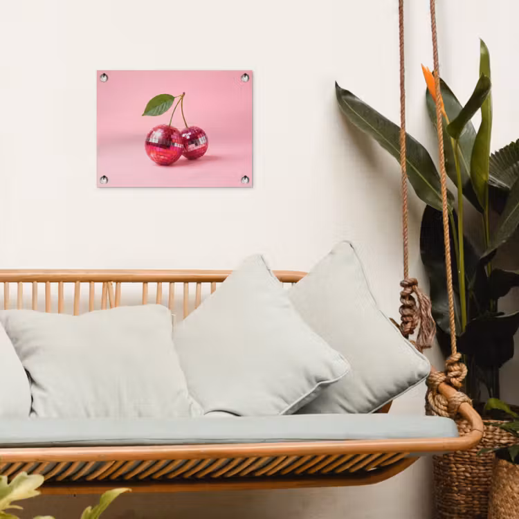 Disco - Kersen - Roze tuinposter los doek klein -sfeer7
