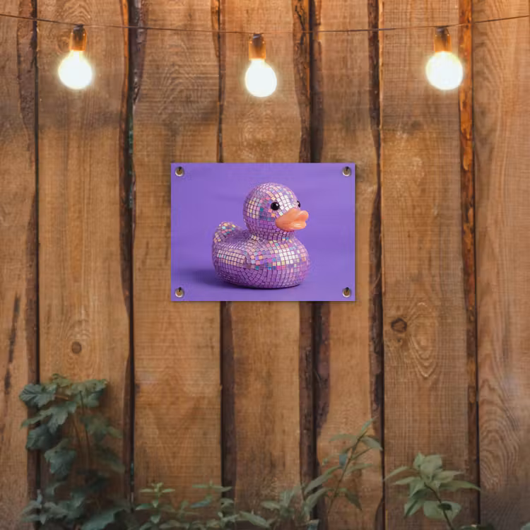 Disco - Eend - Paars tuinposter los doek klein -sfeer1