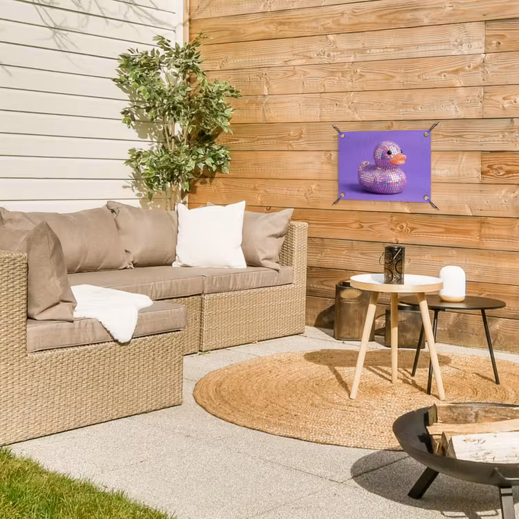 Disco - Eend - Paars tuinposter los doek klein -sfeer4