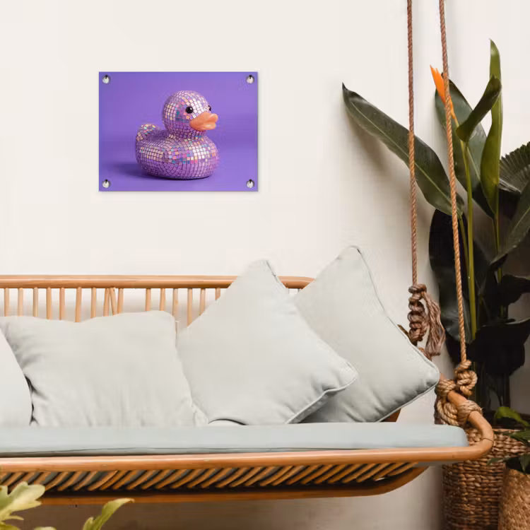 Disco - Eend - Paars tuinposter los doek klein -sfeer7