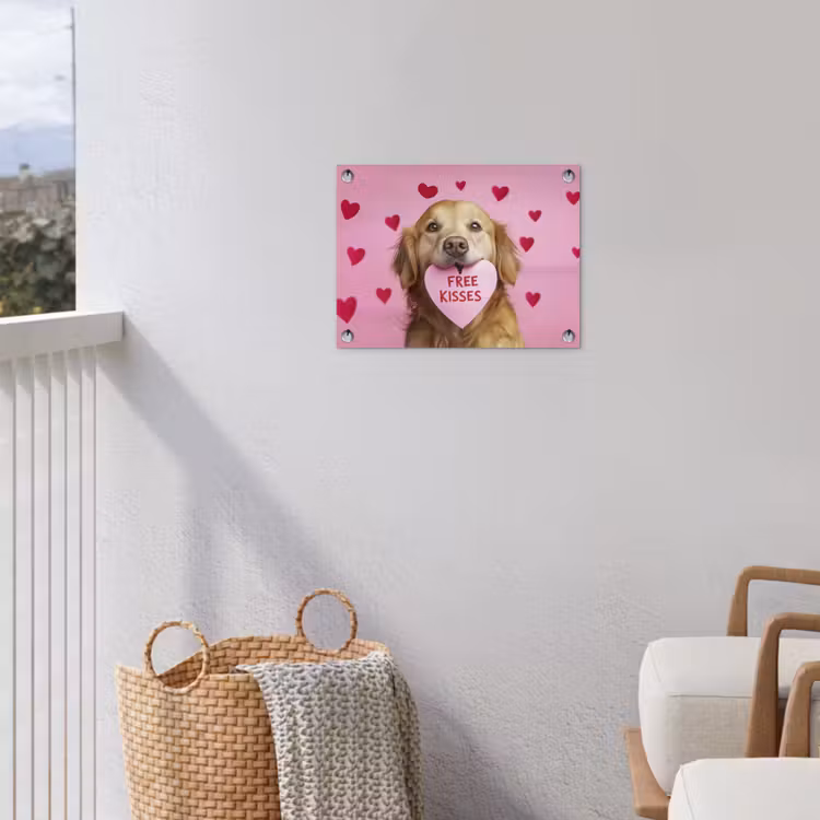 Hond - Kiss- Valentijn - Hartjes tuinposter los doek klein -sfeer8
