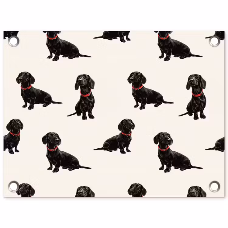 Hond - Patroon - Zwart tuinposter los doek klein 239 -3d